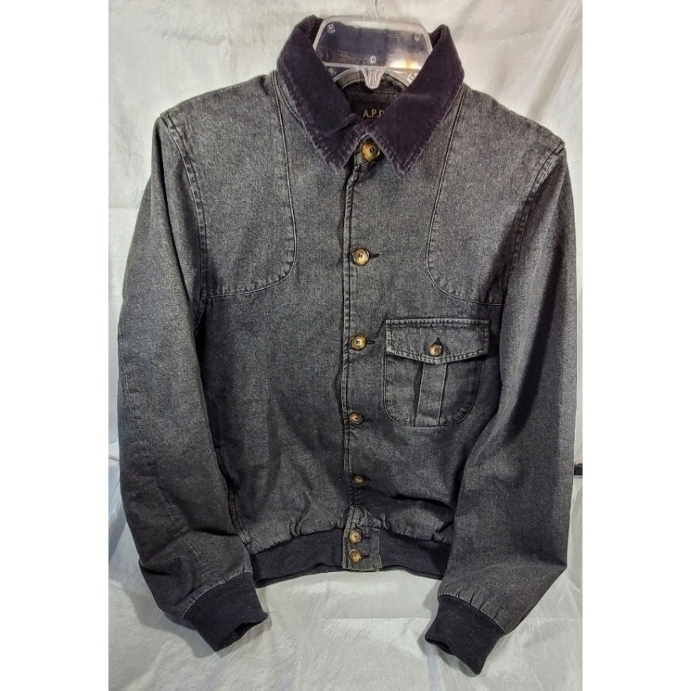 A.P.C. Rue Madame Paris Denim Corduroy Collar Aviator Bomber Jean Jacket - XS